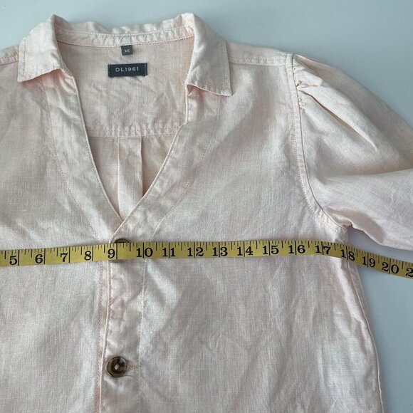 DL 1961 Women's Pink Candice 100% Linen Elbow Sleeve Crop Blouse Top Size XS - Picture 4 of 10